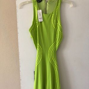 Lime Green Bebe Midi Party Dress